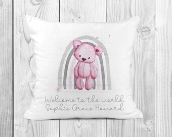 Personalised New Baby Cushion | Nursery Decor | Baby Shower Gift