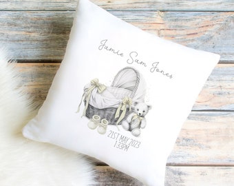 Personalised New Baby Cushion | Nursery Decor | Baby Shower Gift