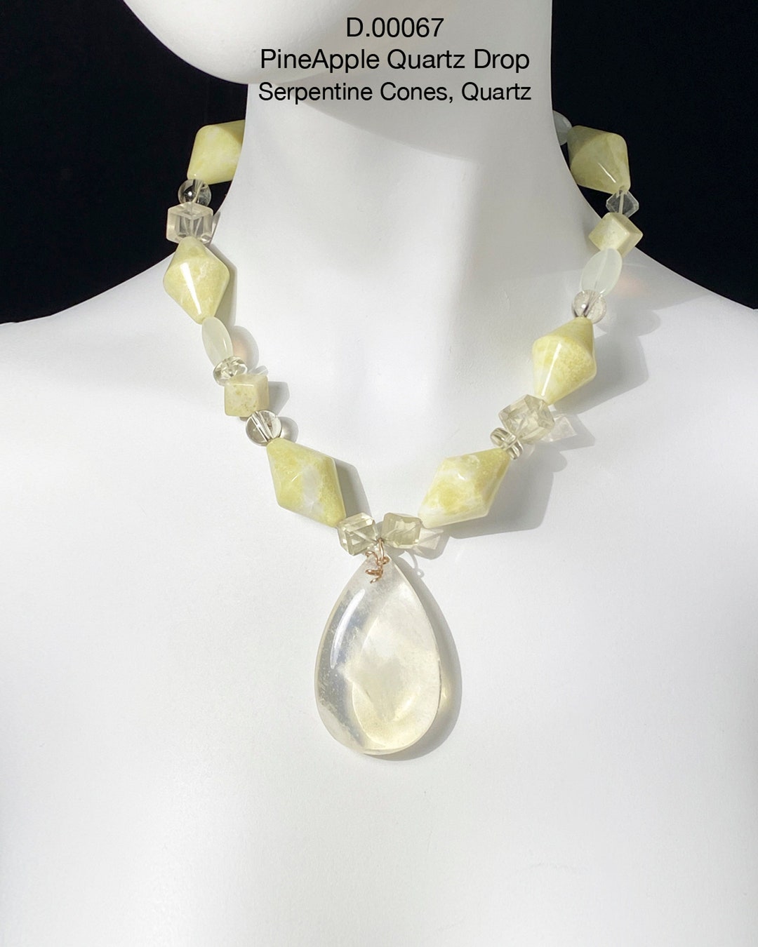 Pineapple Quartz Drop. Serpentine Cones & Quartz Crystal Etsy