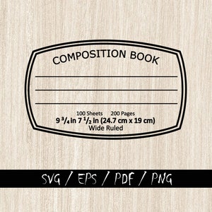 Composition Book Design SVG/Book Sticker Vinyl/Book Cover print/Cricut Design/svg,eps,pdf,png - Instant Download