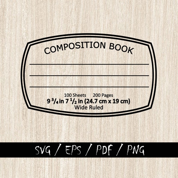 Composition Book Design SVG/Book Sticker Vinyl/Book Cover print/Cricut Design/svg,eps,pdf,png - Instant Download