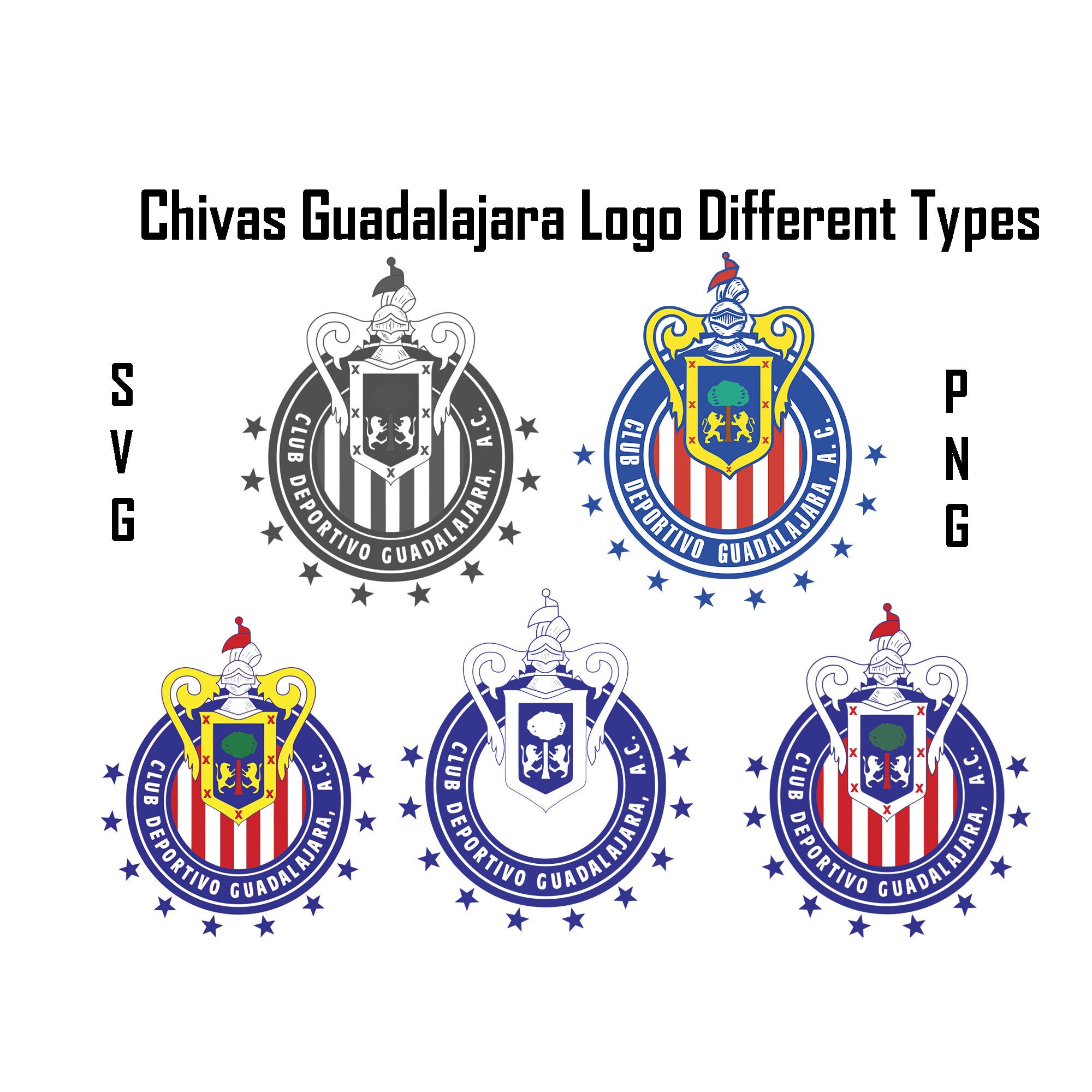 Chivas guadalajara Logo Different types SVG,eps and png 300DPI Cuttab…