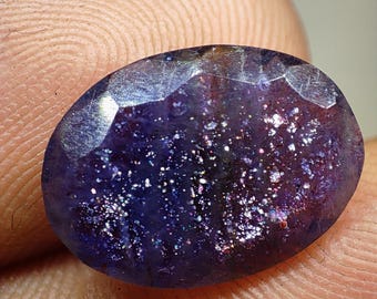 3.70 kt Natuurlijke Ioliet Zonnesteen Bloeddoorlopen Ioliet Zonnesteen Glittery Glanzend Blauw Ovale Vorm Ioliet Zonnesteen Losse Edelsteen Voor Het Maken van Sieraden