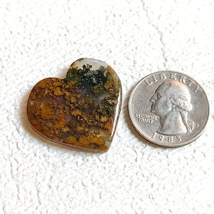 30 Carats Yellow Moss Agate Cabochon Gemstone Pendant Size Heart Shape Loose Yellow Agate Gemstone For Making Jewelry Earth Minded YM24