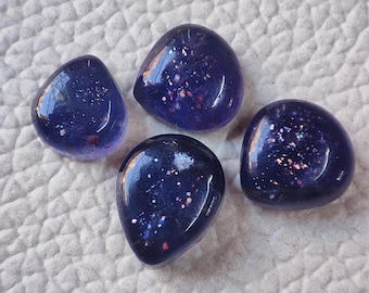 04Pcs Natural Bloodshot Iolite Sunstone Cabochon Lot Smooth Polished Glitter Fire Sparkling Iolite Cabs Loose Gemstone For Making Jewelry