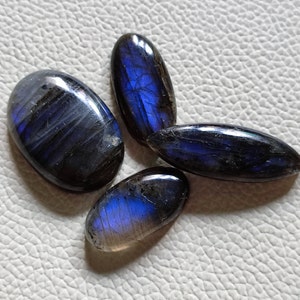 4Pcs Natural Labradorite Cabochon Gemstone Pendant Size Mix Shape For Making Jewelry Loose Labradorite Gemstone November Birthstone LBC
