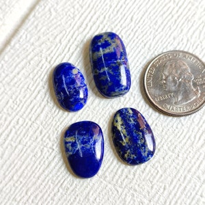 AAA Quality 04 Pcs Natural Lapis Lazuli Cabochon Gemstone Lot For Making Jewelry Lapis Lazuli Blue Birthstone