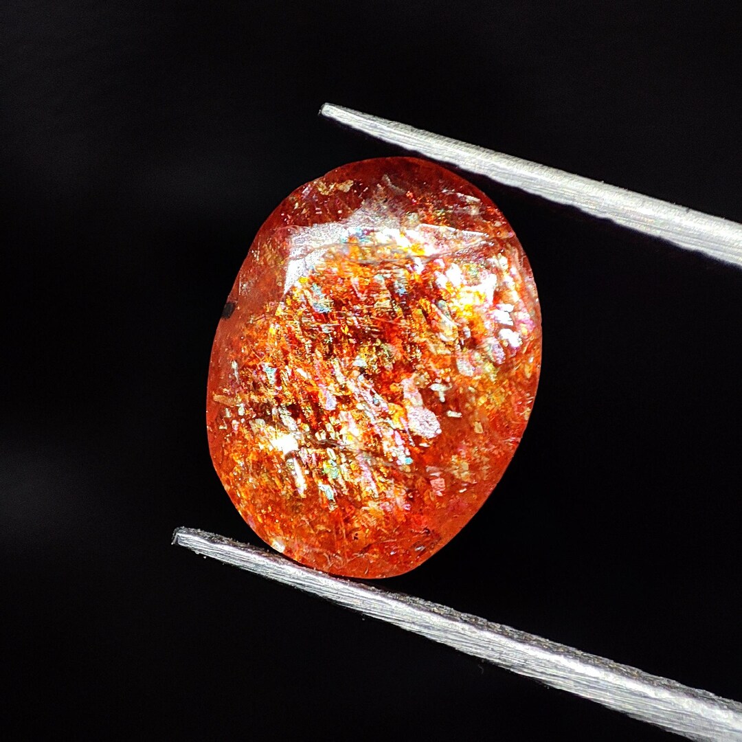 Fire Sunstone 2.30 Natural Tanzania Confetti Sunstone Cut Oval Shape Confetti ...