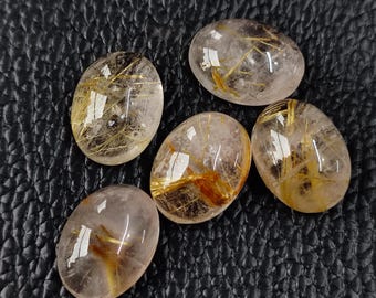 45.60 Cts Beautiful Natural Golden Rutile Cabochon Oval Shape Smooth Polished Loose Golden Rutile Cabochon Gemstone For Making Jewelry