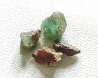 100% Natural 4 Pcs Chrysoprase Rough Gemstone For Making Jewelry Pendant Size Raw Loose Chrysoprase Gemstone May And June Birthstone C29