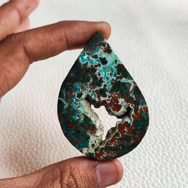 202Cts Rare Chrysocolla Azurite Malachite Slice Unpolished Gemstone Fancy Shape Big Size Chrysocolla Gemstone Home Decor Design Stone