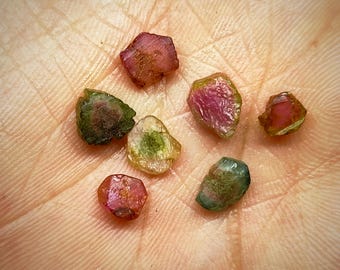 10Cts Multi Color Tourmaline Slices Lot| Loose Bio Tourmaline For Making Jewelry| Natural Shape Tourmaline| Loose Tourmaline Slices Raw