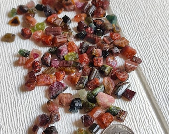 Natural Raw Watermelon Tourmaline Rough Loose Gemstone Bio Tourmaline For Making Jewelry Mix Size Mix Shape Raw Loose Tourmaline Rough