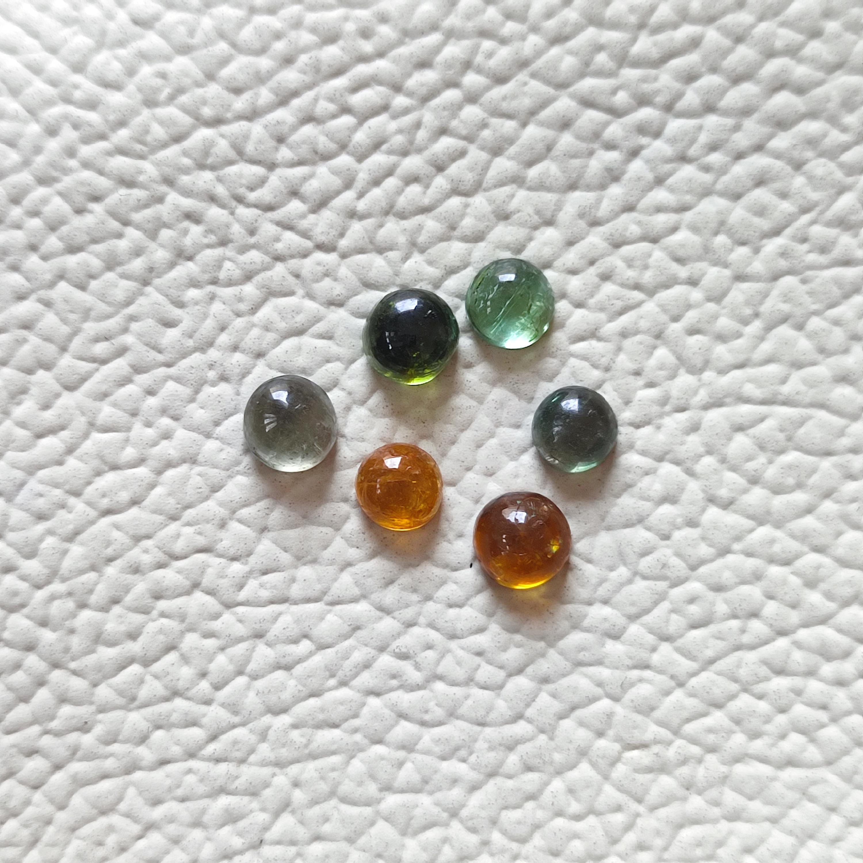 27 Cabochon Tormalina Naturale Multi Colore - Rotondi 4 Mm - 10 Carati - GEMWORLDJAIPUR