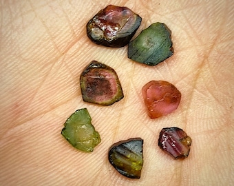 Natural Watermelon Tourmaline Rough Lot| Loose Bio Tourmaline For Making Jewelry| Mix Shape Loose Tourmaline Rough| Earth Minded Tourmaline