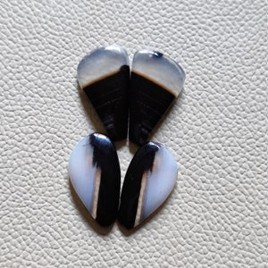 2 Pair Top Quality Natural Banded Agate Cabochon Gemstone Pair For Making Jewelry Fancy Shape For Earrings Loose Banded Agate Gemstone BF