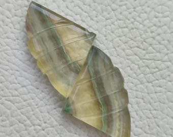 2 stuks Natuurlijke AAA Topkwaliteit Multi Color Fluoriet Cabochon Edelsteen Carving Paar Handgemaakte Edelsteen Losse Steen Voor Sieraden maken