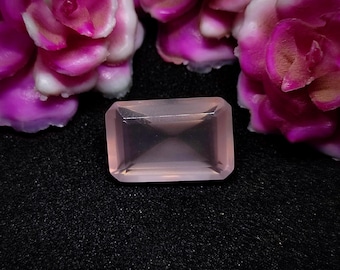 17.25Cts Beautiful Rectangle Shape Rose Quartz| Pink Color Rose Quartz Faceted Stone| Rose Quartz For Making Jewelry| Loose Rose Quartz Cut
