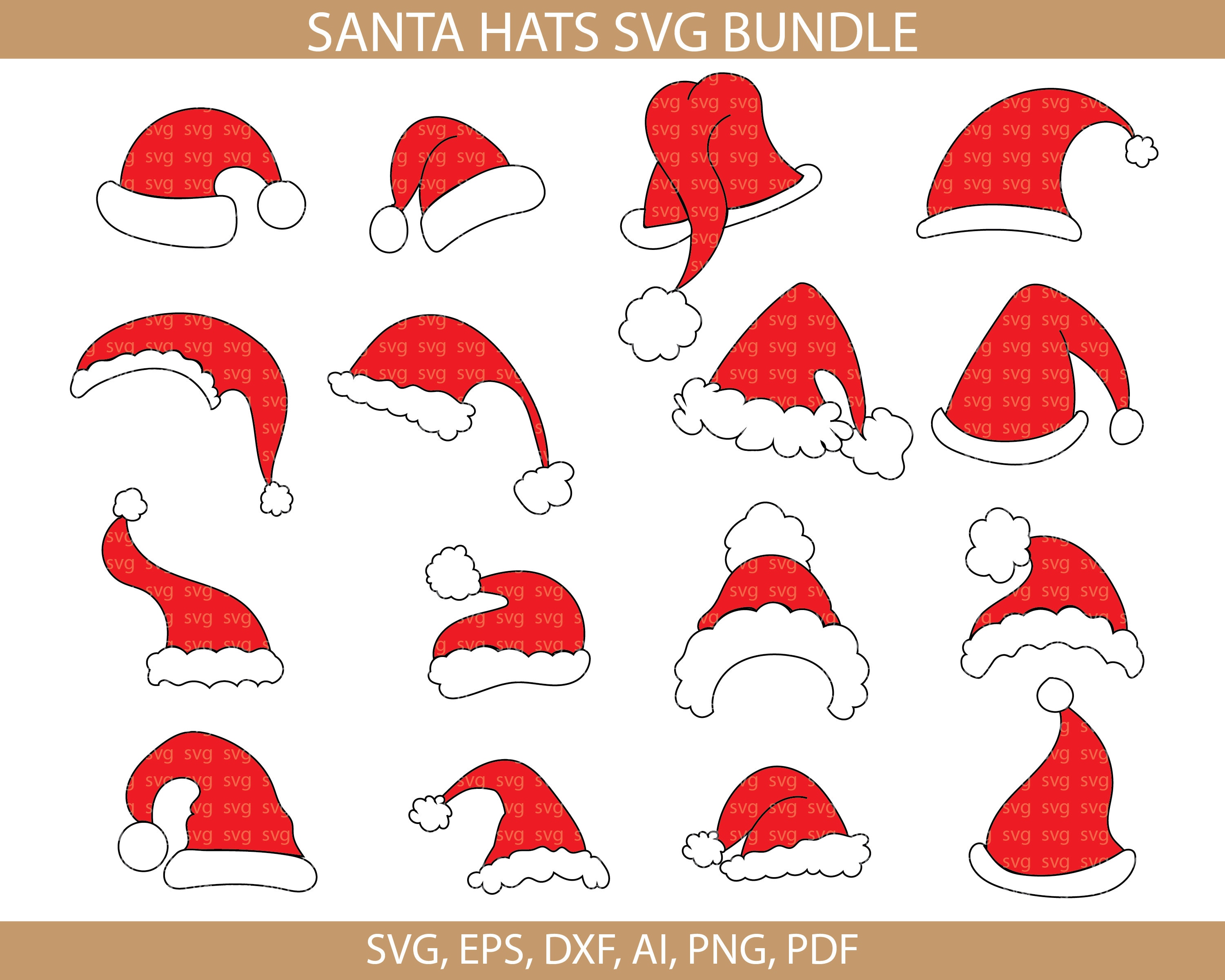 Christmas Hat Svg Bundle Santa Hat Svg Santa Hat Cut File - Etsy