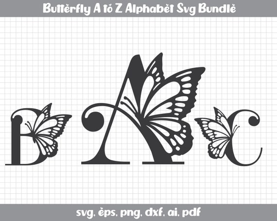 Download Butterfly Monogram Svg Alphabet Butterfly Alphabet Monogram Etsy