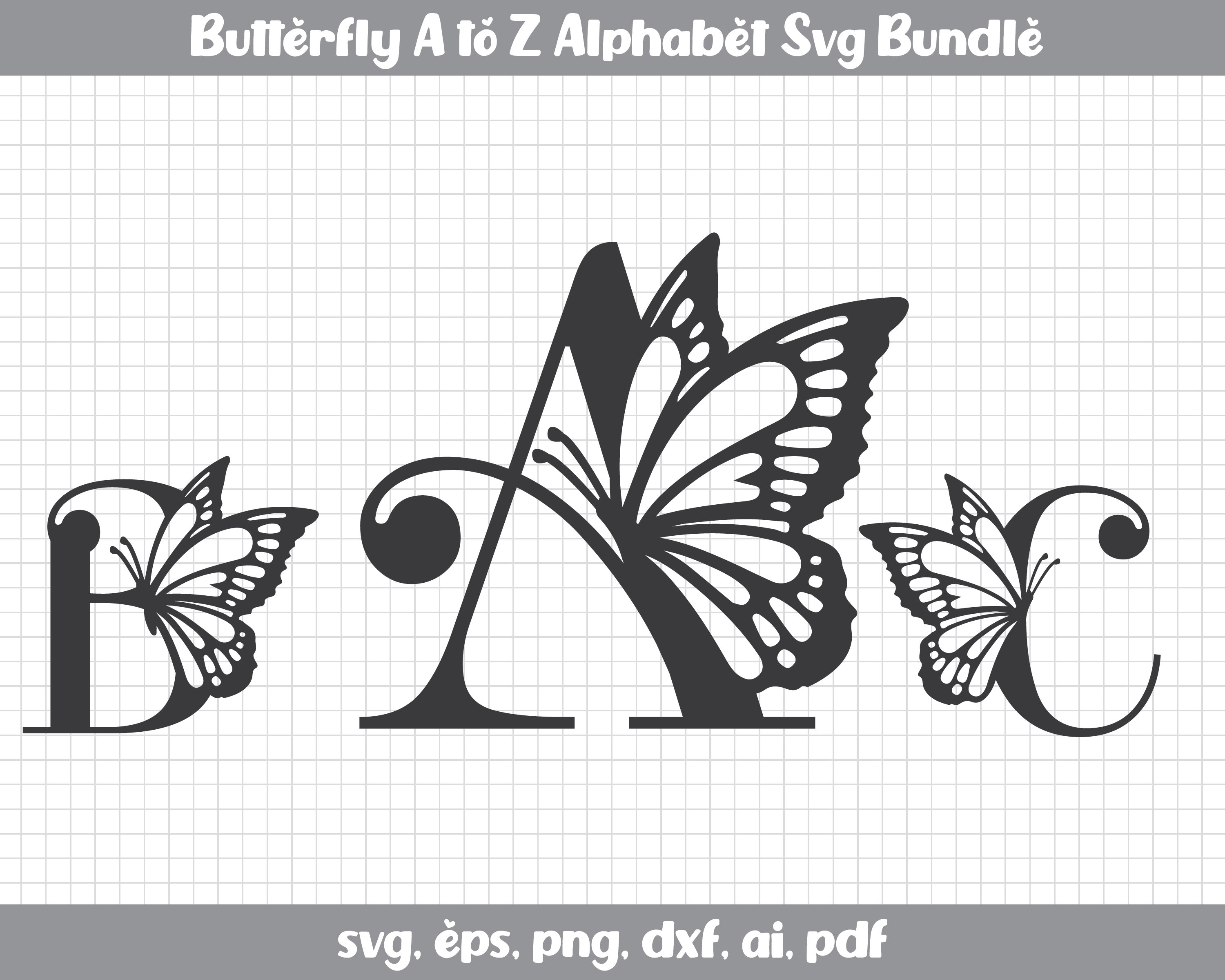 Butterfly Monogram Alphabet SVG,Monogram Frame Alphabet,Fancy monogram