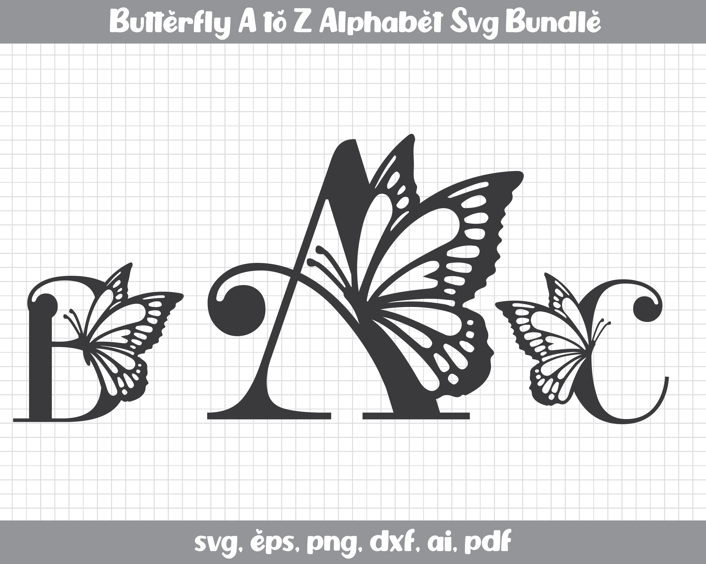 Download Butterfly Monogram Svg Alphabet Butterfly Alphabet Monogram Etsy