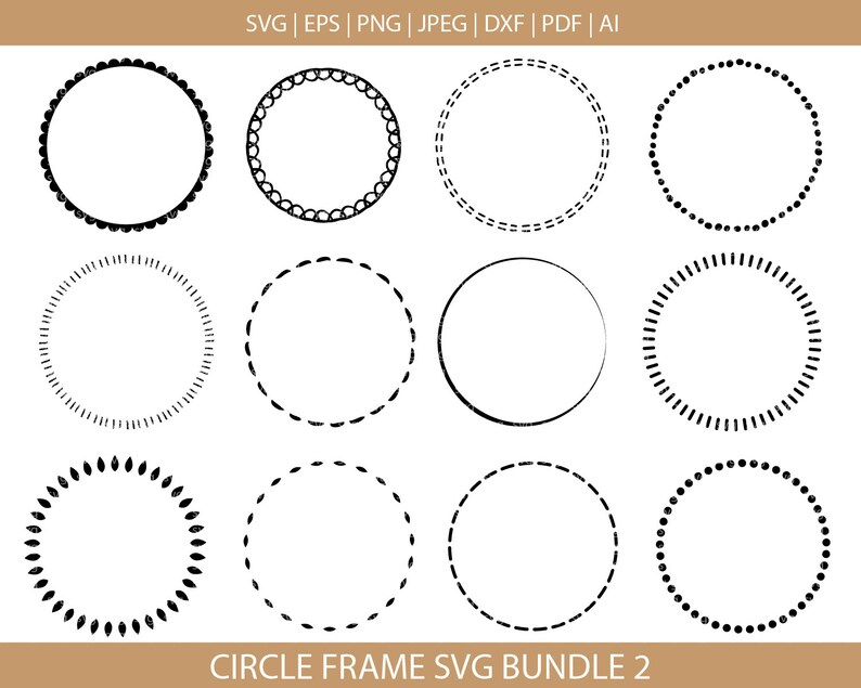 Dotted Circle Frames SVG Bundle Doodle Circle frame clipart | Etsy
