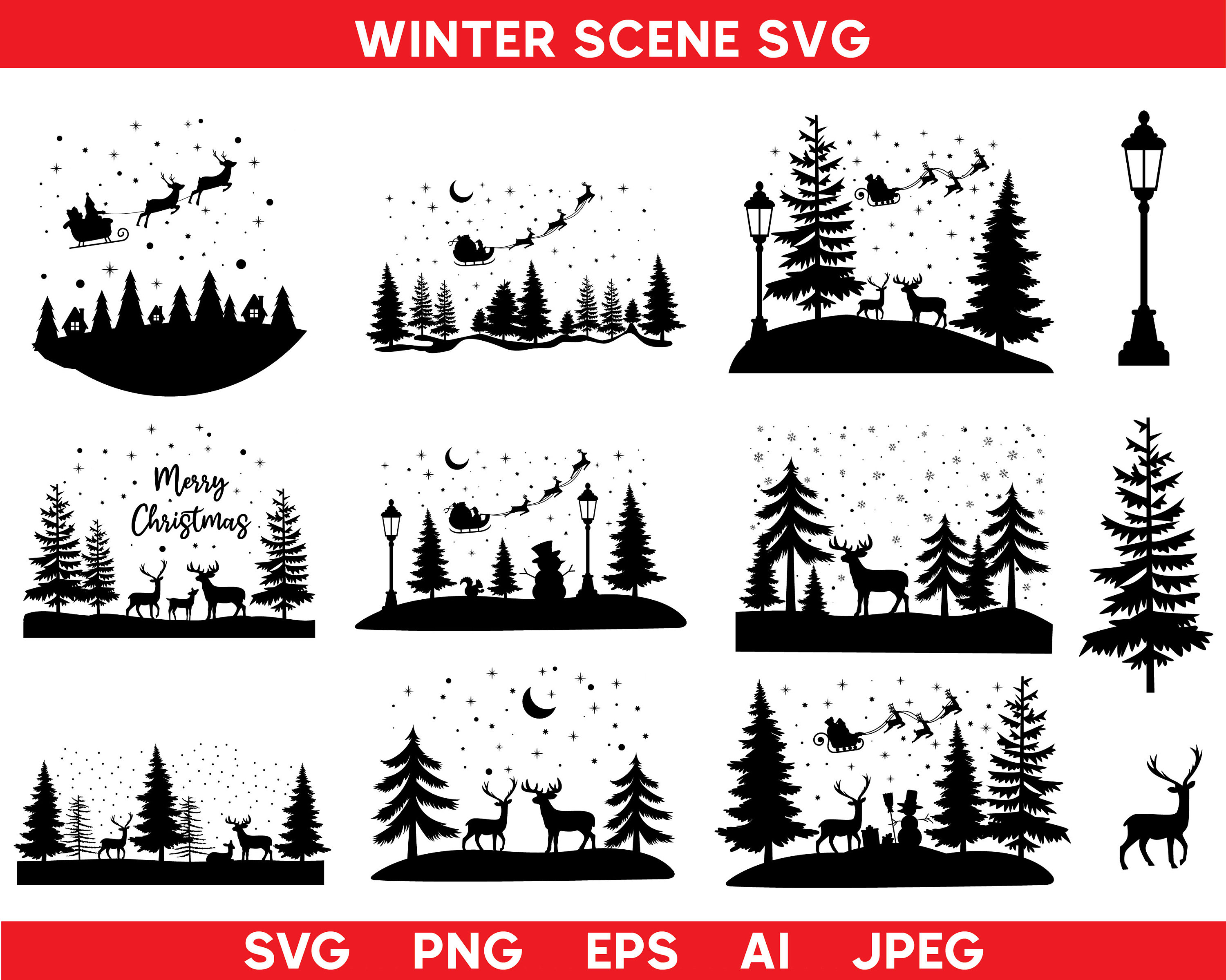 Winter Christmas Scene SVG Winter Scene SVG Magical - Etsy Australia