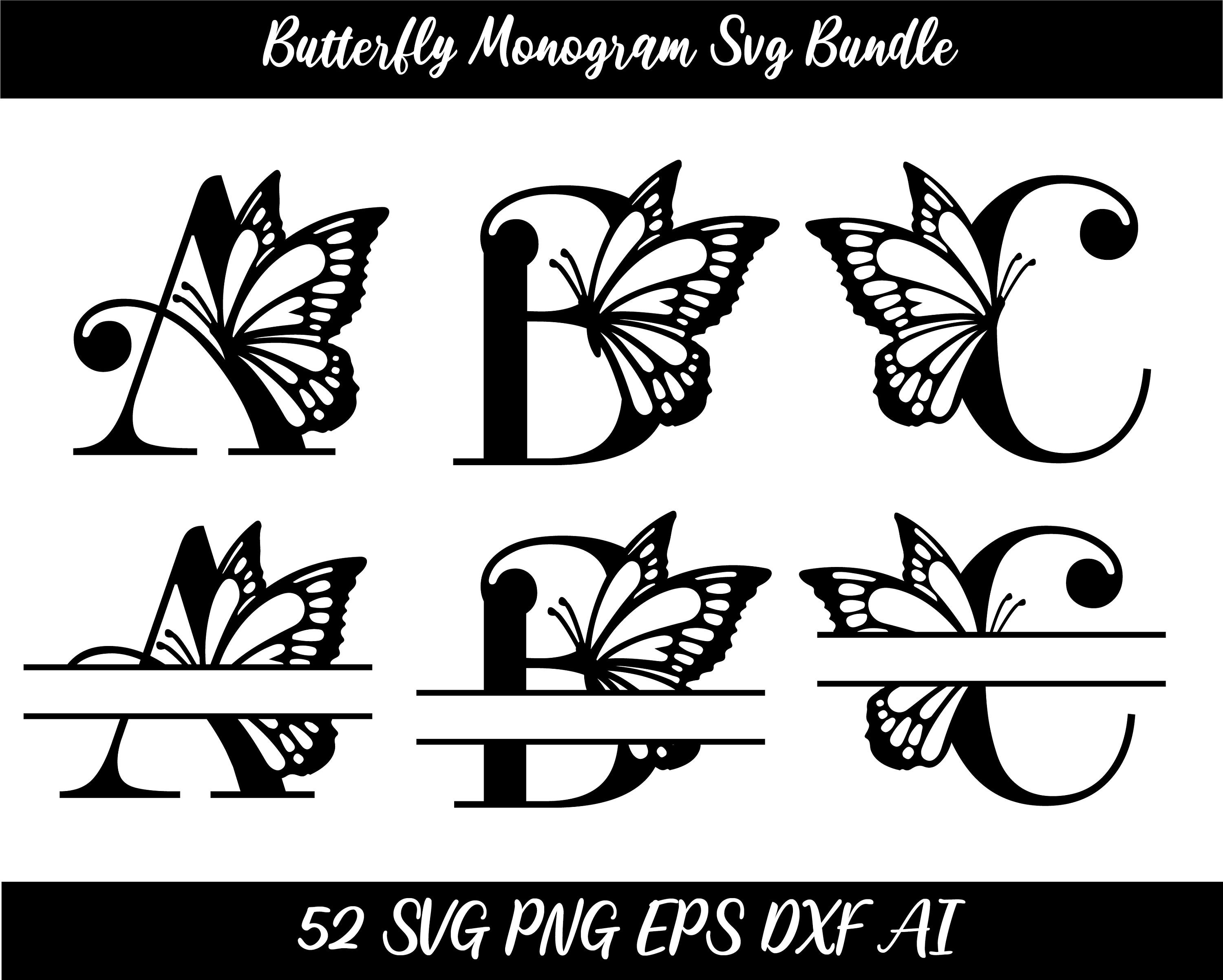 Butterfly Split Monogram Svg butterfly Alphabet Monogram SVG - Etsy