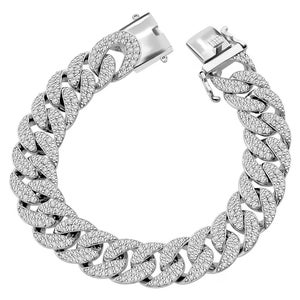Miami Curb Cuban Link Chain Diamond Bracelet Jewelry Solid 925 Sterling Silver Hip Hop Rapper Super Iced Out Pave Set MOISSANITE Bracelet