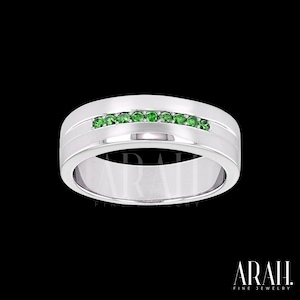 Mens Tsavorite Wedding Ring, Sterling silver Tsavorite ring, Tsavorite Promise Ring For Men, Pinky Ring , Mens Everyday Ring, Art Deco Ring