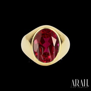 Ruby Signet ring, Ruby Signet pinky ring, Garnet signet ring, mens oval gold ring, oval stone signet ring, Oval ruby signet ring for mens
