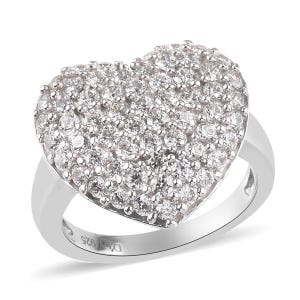 Heart Ring, Pave Heart Ring, Diamond Heart, Sterling Silver Heart Ring, Love Haert Ring, Love Ring, Bling Heart, Diamond Gift for her