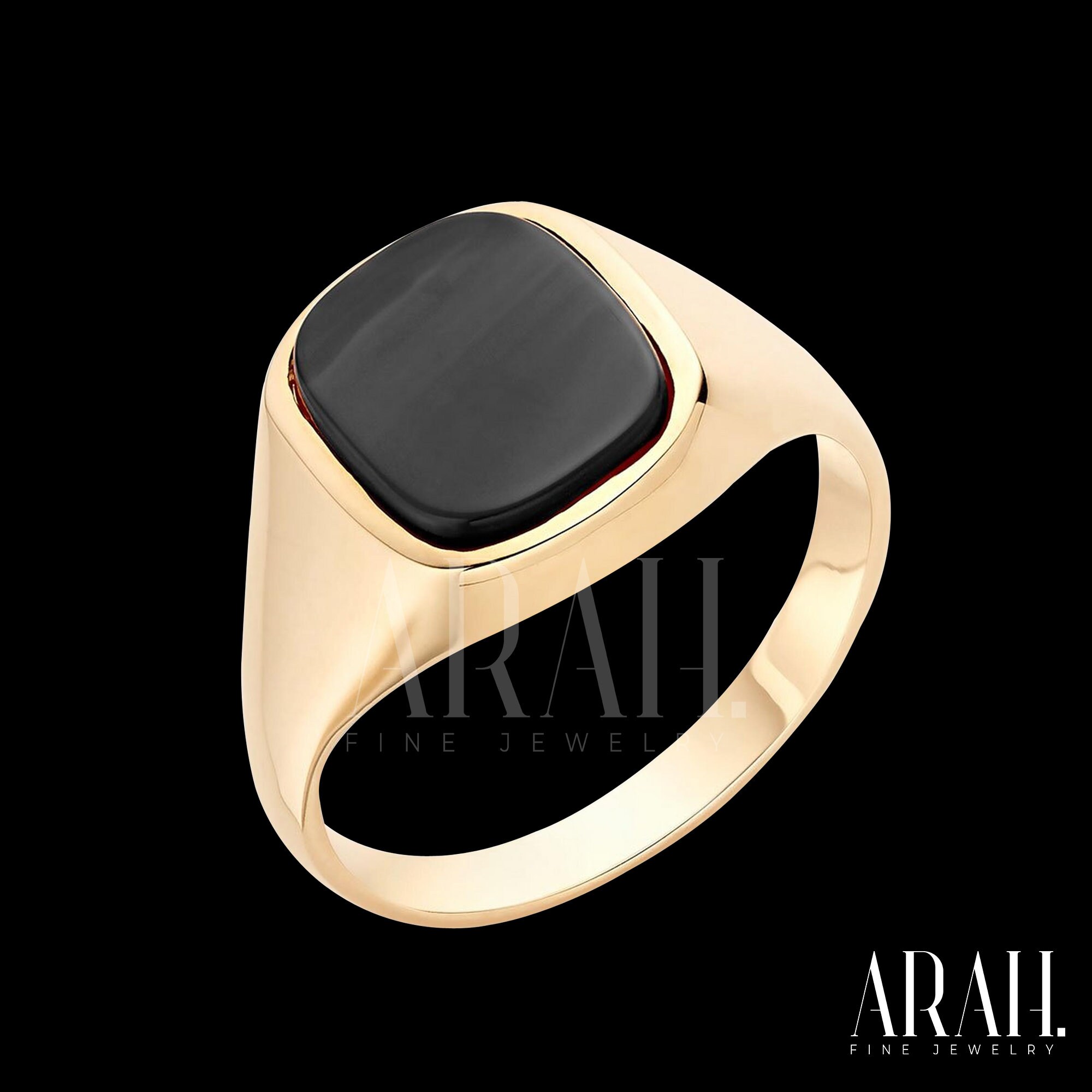Mens Black Onyx Signet Ring Simple Ring for Mens Onyx Pinky Etsy