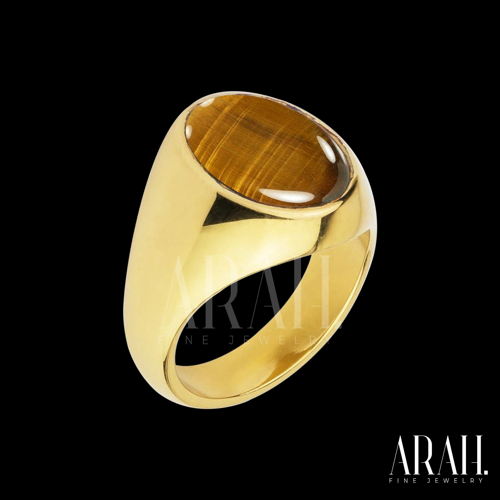 Tigers Eye Chakra Ring Unisex Oval Tiger Eye Pinky Ring 925 Etsy UK