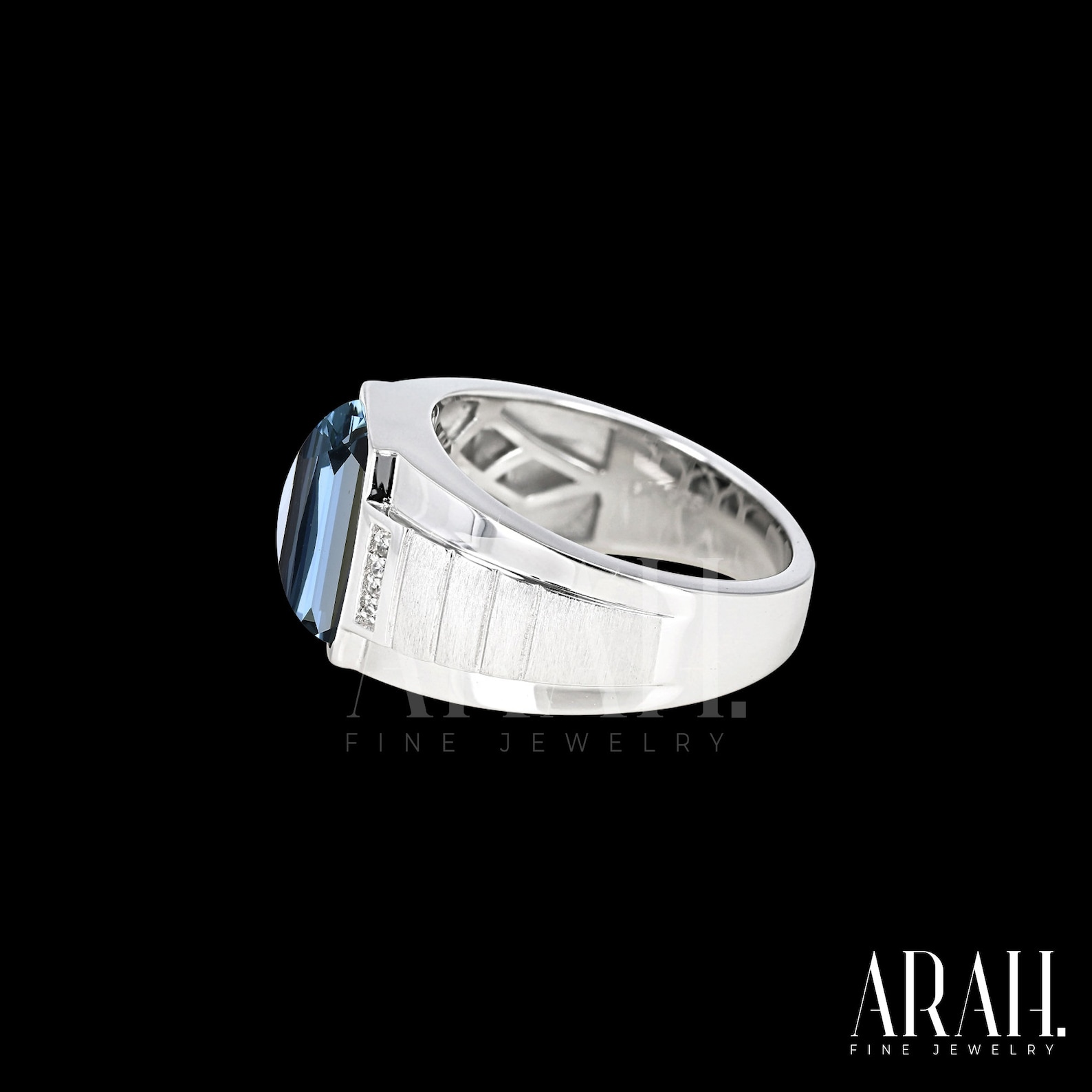 Anillo De Plata Esterlina 925 Con Topacio Azul De 5.25 Quilates Para Hombre - Hecho A Mano Y Personalizable