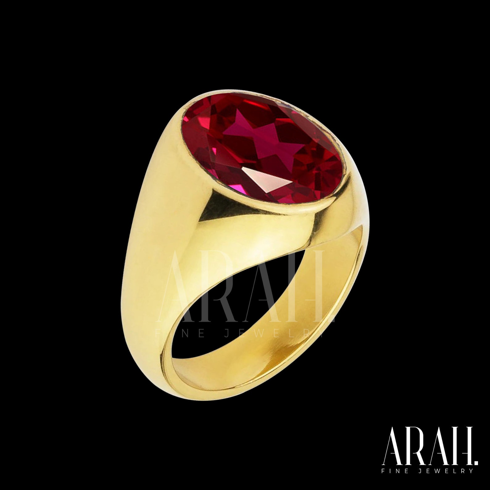 Mens Ruby ring Oval ruby Ring simple pinky ring Etsy