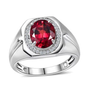 Mens Red Garnet Ring Gold Signet Ring, Gemstone Signet ring, Ruby Mens Ring, Rhodolite Garnet ring For Men, Gold Signet Ring, Husband Gift