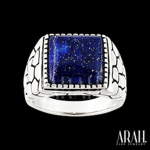 Lapis Lazuli mens ring, Animal print ring, Blue stone ring, Blue signet ring, Lapis classic ring, men pinky lapis ring, Natural stone ring