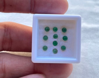 3MM Zambian Emerald Round Cabochon: AAA Quality Green Gemstone