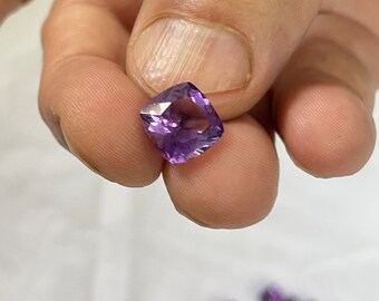 Natural Purple Amethyst Gemstone Lot: Faceted Cushion & Oval Cut Stones