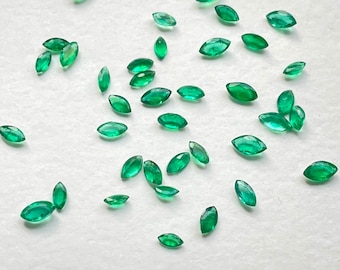 Natural Zambian Emerald Marquise: Rich Green Faceted Gemstone (2x3.5mm to 2.5x5mm)