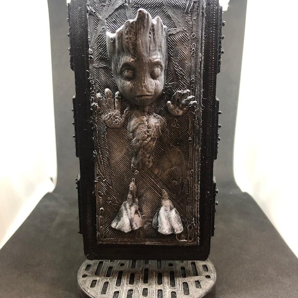 Baby Groot in carbonite 20cm (mounted and painted)