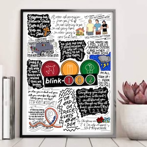 Blink 182 Lyric Print A4 | Blink-182 | Take Off Your Pants & Jacket | Mark Hoppus | Tom DeLonge | Travis Barker | Album Lyric Artwork