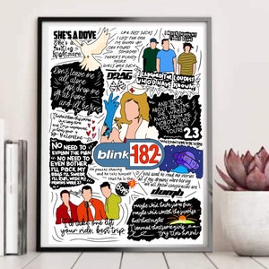 Blink 182 Lyric Print A4 | Custom Print | Blink-182 | Enema of the State | Mark Hoppus | Tom DeLonge | Travis Barker | Album Lyric Artwork |