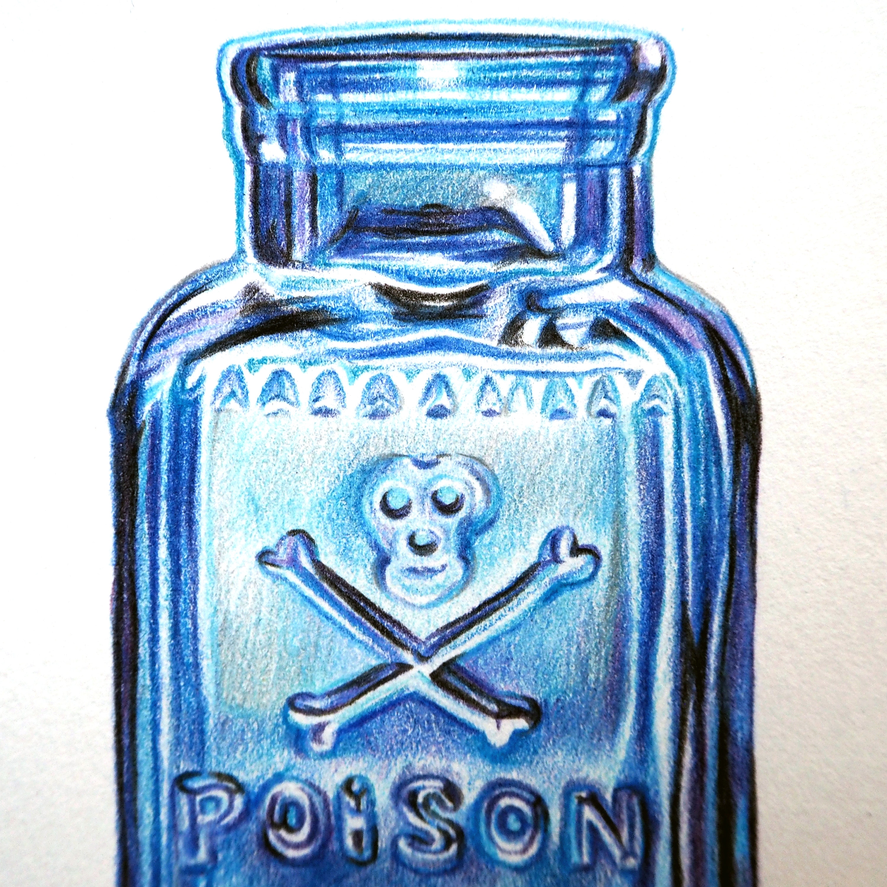 Art Print: Antique Rare Vintage Poison Iodine Cobalt Blue Glass Bottle ...