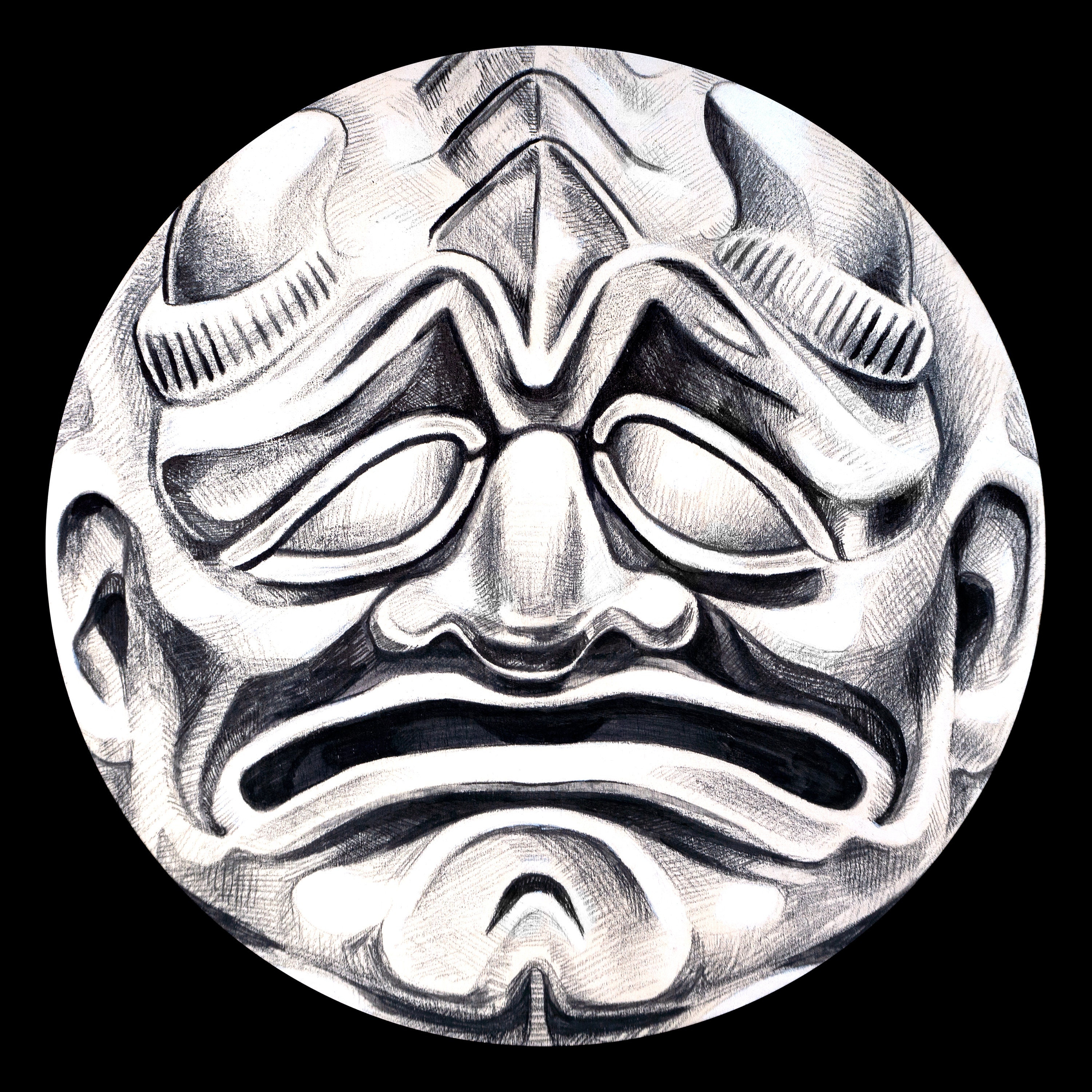 3 Art Prints: Sad Happy Angry Gargoyle Faces | Original Mixed Media ...