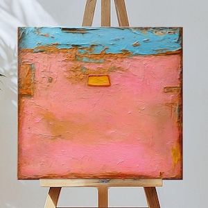 Textuur abstracte kunst originele muur kunst boho muur mode olieverfschilderij roze en blauw moderne kunst handgemaakte abstracte kunstwerken woonkamer decor