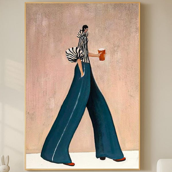 Original Hand Painted Fashion Woman Wall Art | Large Modern Oil Painting on Canvas | Bold Figurative Artwork for Chic Interior Decor