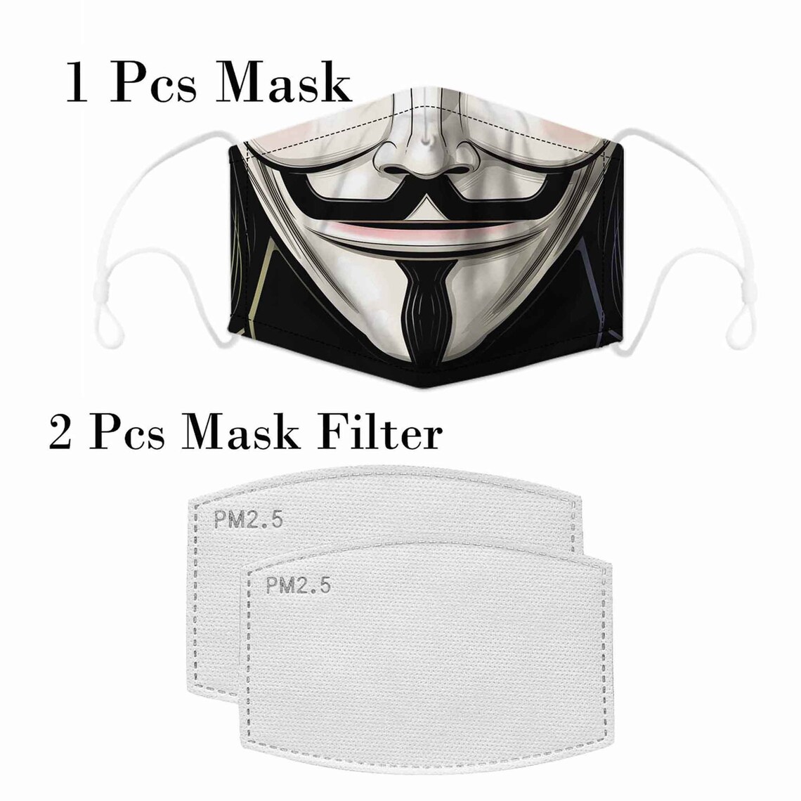 V for Vendetta Face Mask Funny Washable Face Mask Reusable Etsy